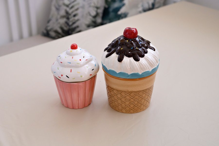 Cupcake burk porslin cafe förvaring kawaii bakverk inredning retro godis