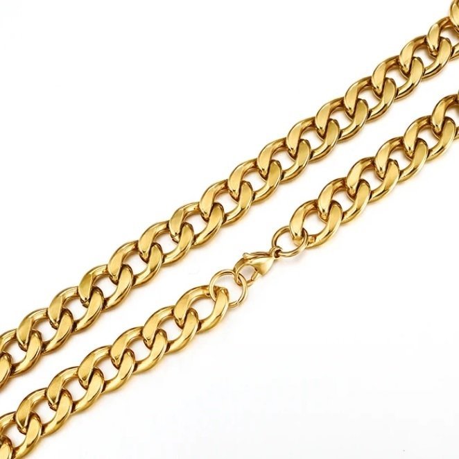 55cm 5mm kedja guldpläterat länk halsband stål kedjelänk pansar nickelfri
