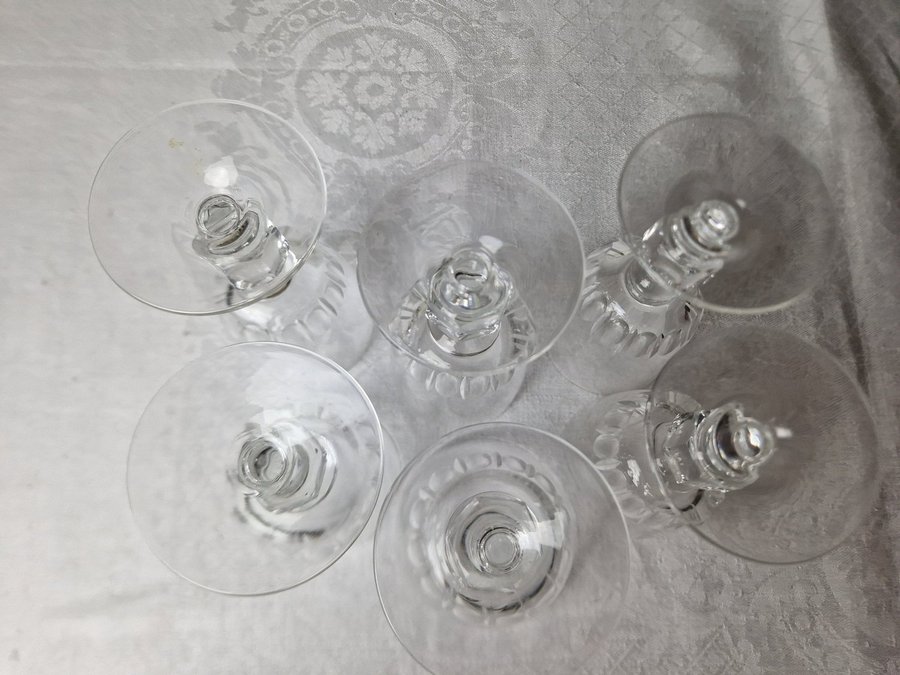 6 st likörglas Orrefors 40-50 tal olivslipade RETRO VINTAGE