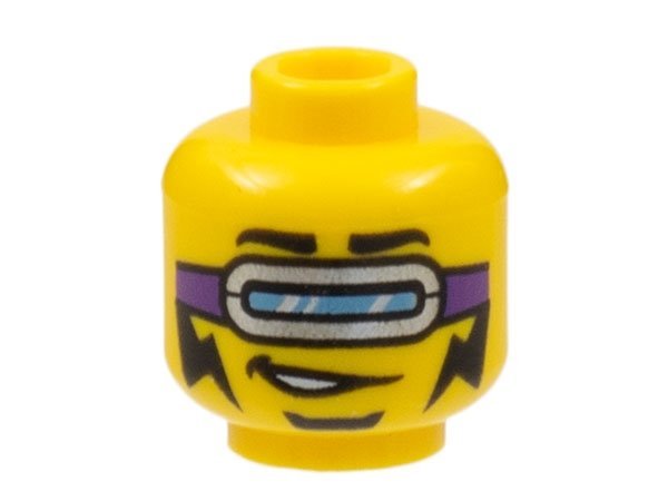 Yellow Minifigure Head Black Eyebrows Silver Goggles - LEGO - 3626cpb3080