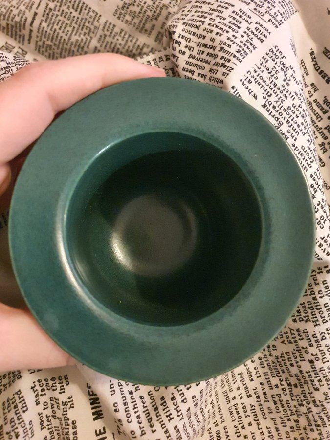 Höganäs keramik mörkgrön senaps burk