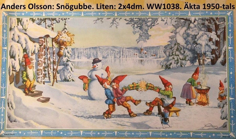 Anders Olsson: Tomte-Smällkaramell1950tW1038Liten pappersbonad Julbonad2x4dm