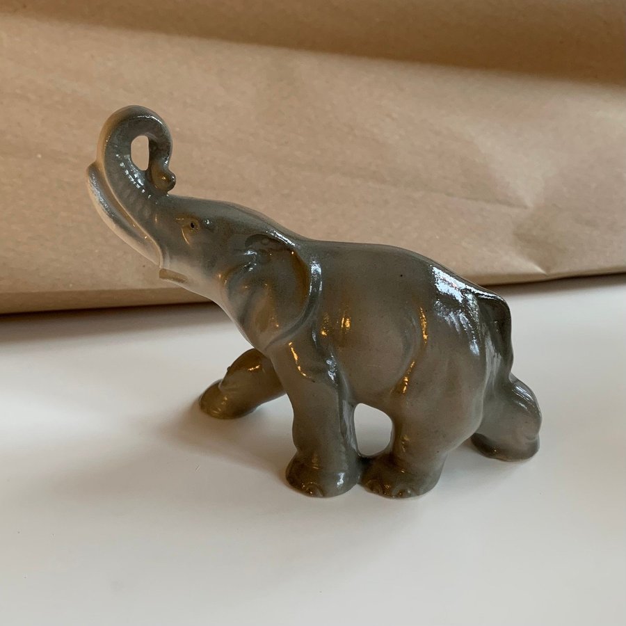 Figurin vintage grå Elefant