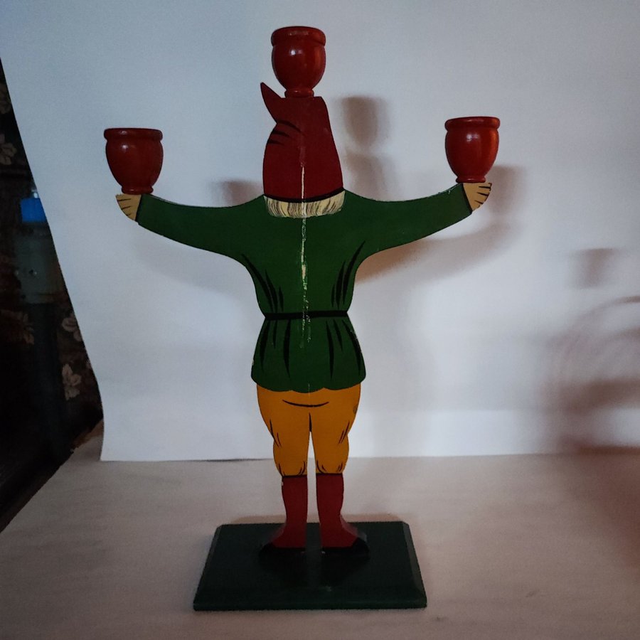 Retro.....Tomte ljusstake för tre ljus. 40-50 -talet