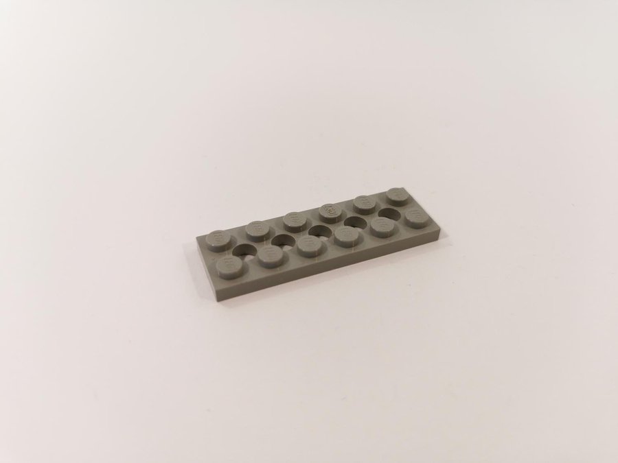 Lego - bit - old light gray - 80-tals grå - castle - space - bit med hål 2x6