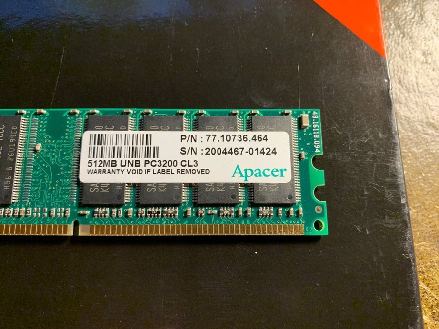 DDR 512 MB Apacer CL3 PC3200 184-pin NON-ECC 77.10736.464