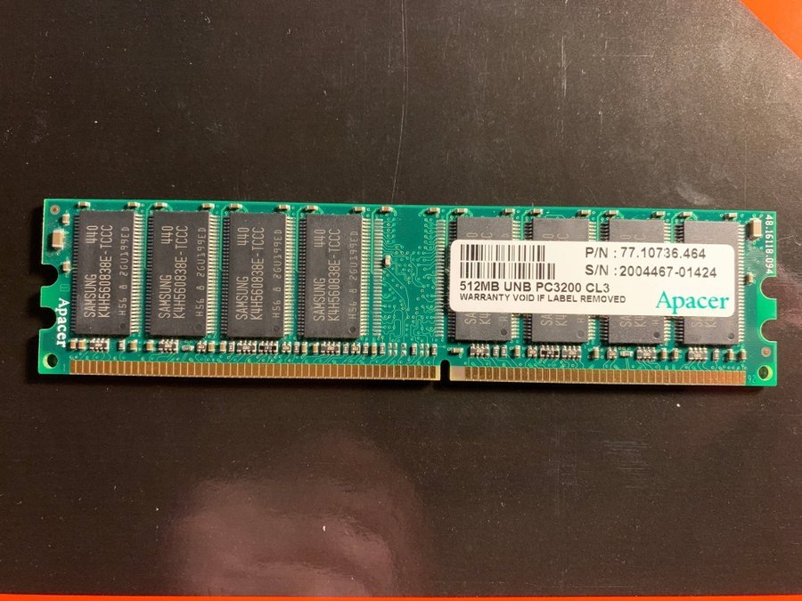 DDR 512 MB Apacer CL3 PC3200 184-pin NON-ECC 7710736464