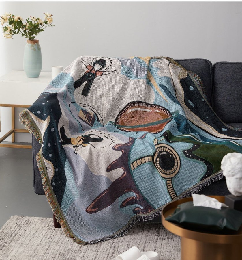 Space travel illustration sofa dustproof blanket camping carpet tapestry,130*180