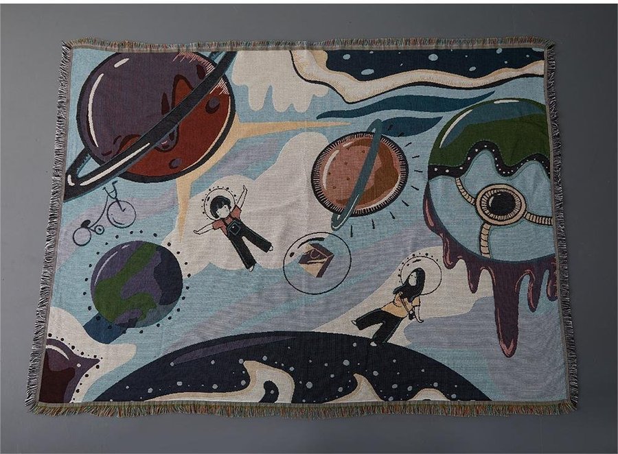 Space travel illustration sofa dustproof blanket camping carpet tapestry,130*180