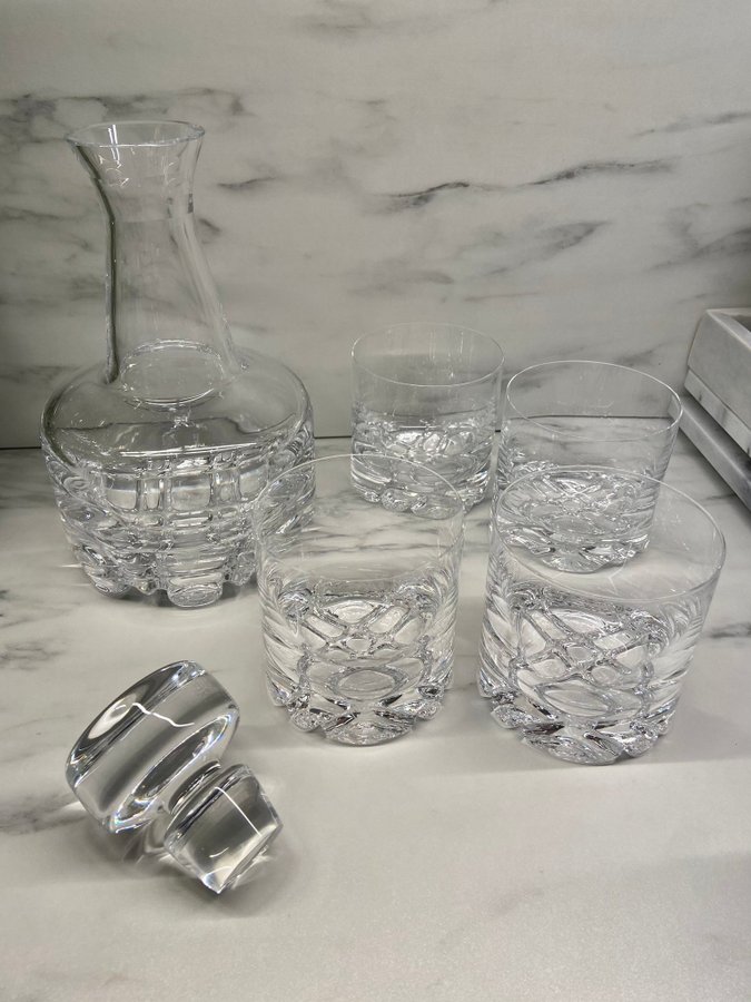 NY! Orrefors Erik Karaffset 2 Glas + 2 glas Kristall två Old fashioned