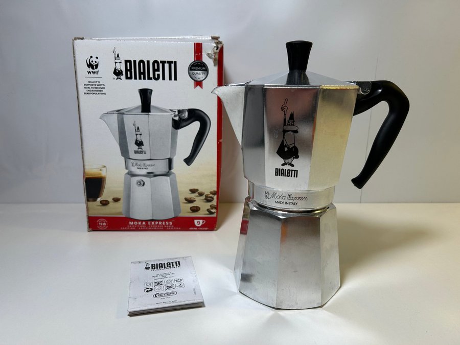 BID! Bialetti Moka Express Aluminium Coffee Maker, 9 Cups, 420 ml, Silver!