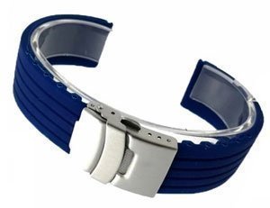 *NY Klockarmband Silikon Gummi Armband Blå Säkerhetslås Lätt att korta - 18 mm