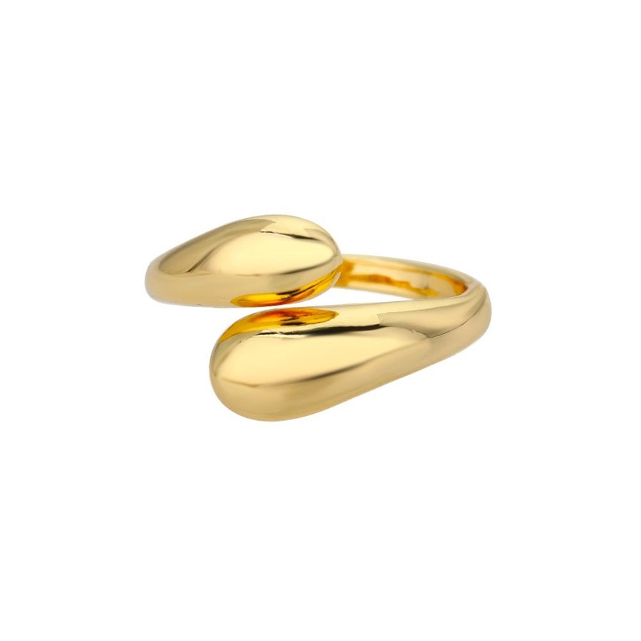 Stilren guld justerbar ring droppformad stål 316L guldpläterad droppe