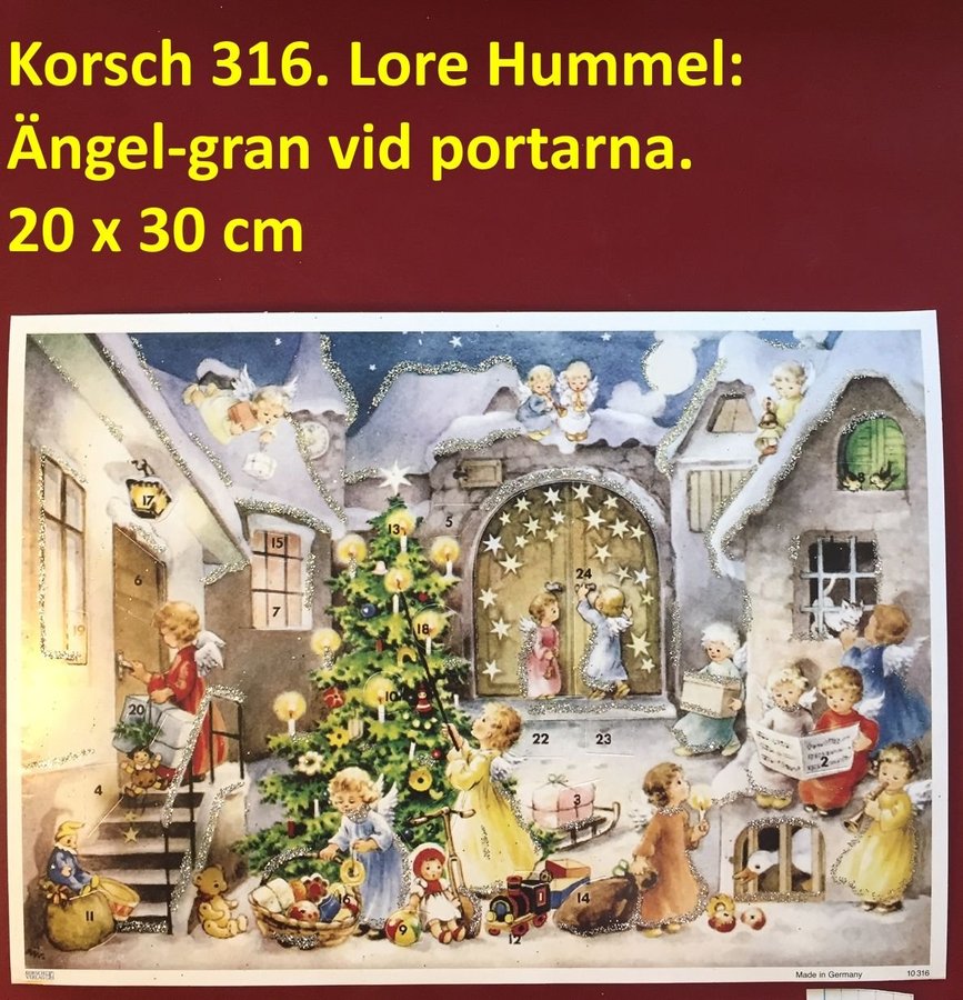 Adventskalender KORSCH 316: Ängel-gran  portar 1990-2006 20x30cm