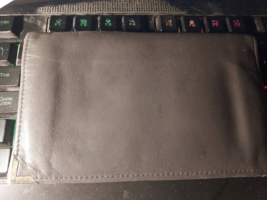 Plånbok 70-tal LJUSGRÅ vintage SKINN 95x165 cm