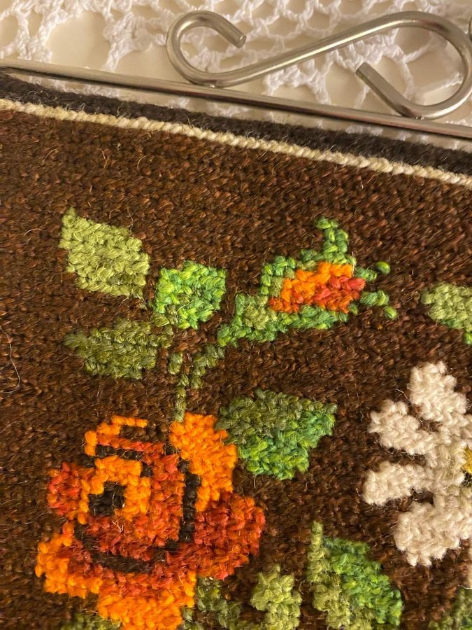 Handbroderad retro bonad väggbonad ull välkommen