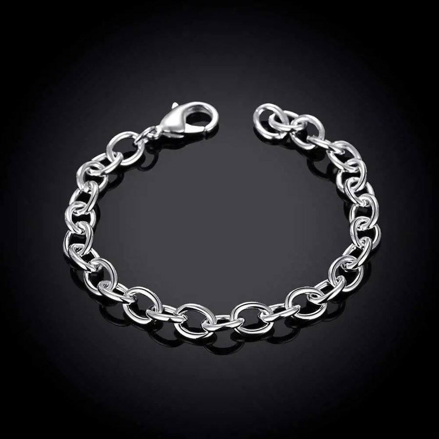 925 sterling silver pläterad armband stämplat 925 trendig länk pansar nickel-fri