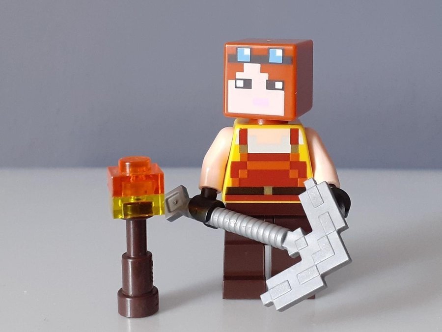 Lego Minecraft figur Blacksmith Smed Tjej minifigur gubbe m tillbehör Legogubbe