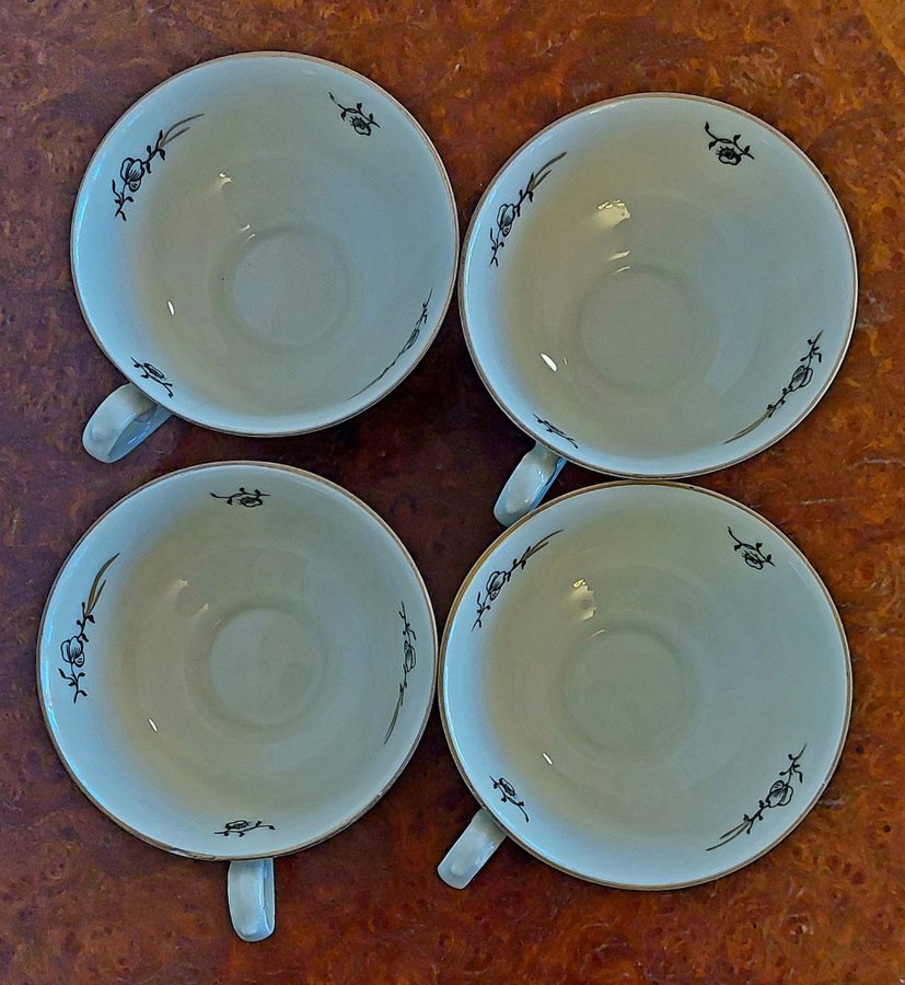 4 kaffe-koppar+assietter KP Karlskrona Supervackra Art Deco 1930-tal