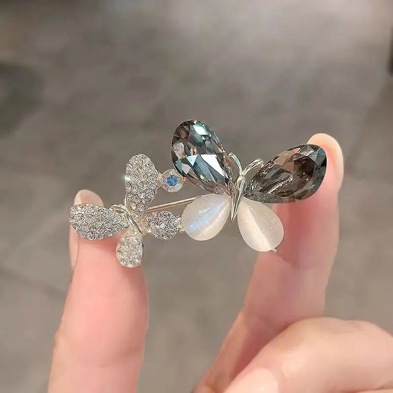 Elegant brosch dubbla fjärilar familj trendiga smycken brooch pin butterfly