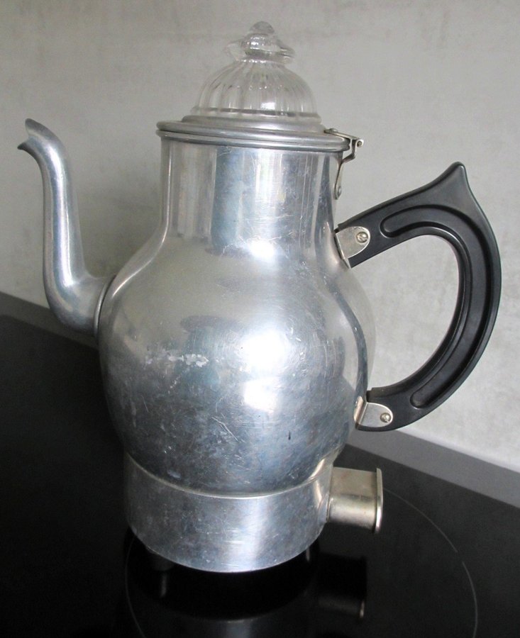 Vintage kaffekokare av aluminium Emi Typ 1251 kaffekokare perkulator 1,5 liter