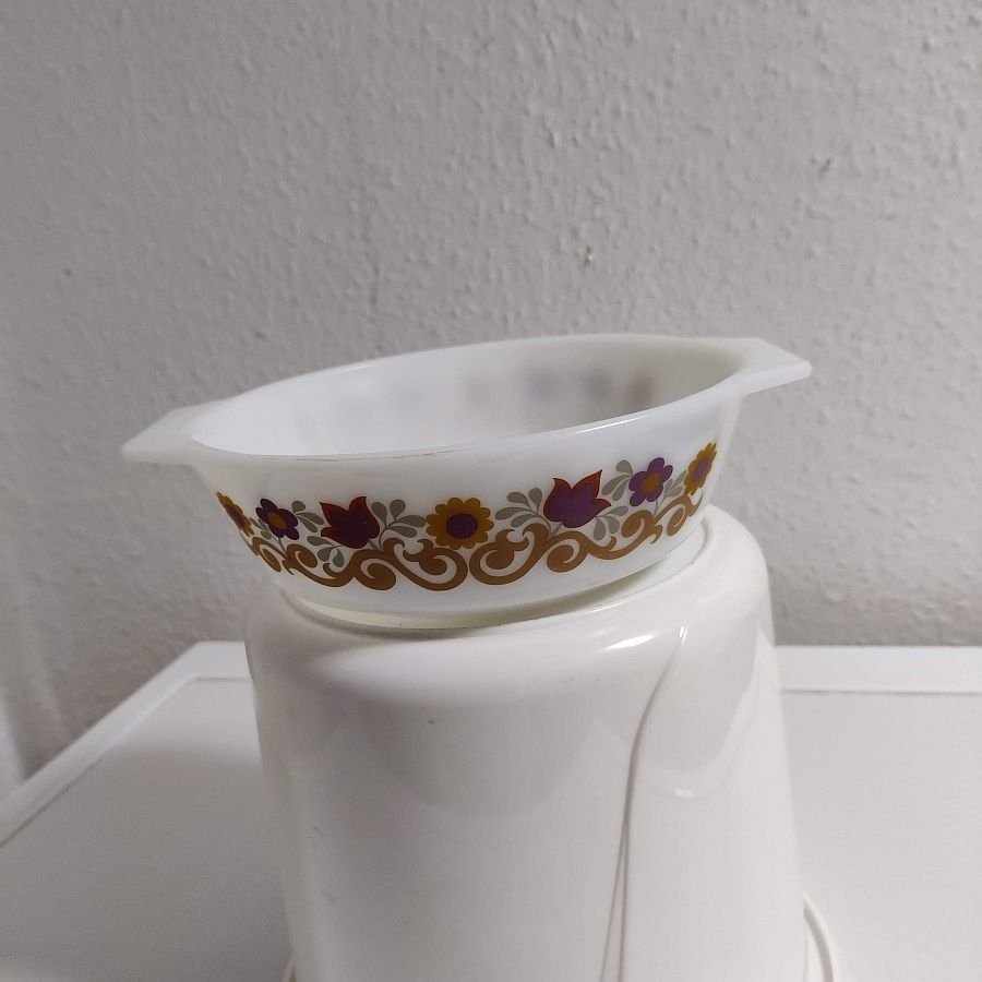 JAJ Made in ENGLAND PYREX SKÅL KAROTT BLOMSTERMOTIV