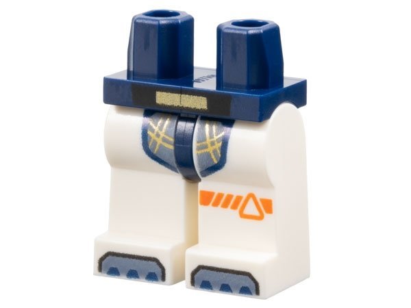 Dark Blue Hips and White Legs with Gold and Sand - LEGO - Minifigur - 970c01pb67