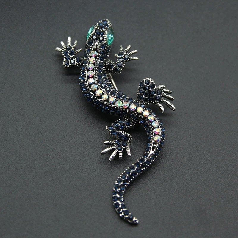 Elegant brosch geko pin retro stil vintage ödlabrosch gecko brooch rhinestones