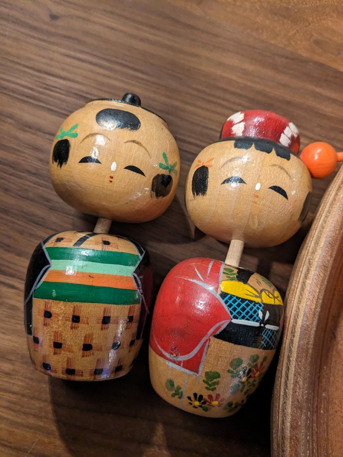 Kokeshi dockor trä Japan vintage