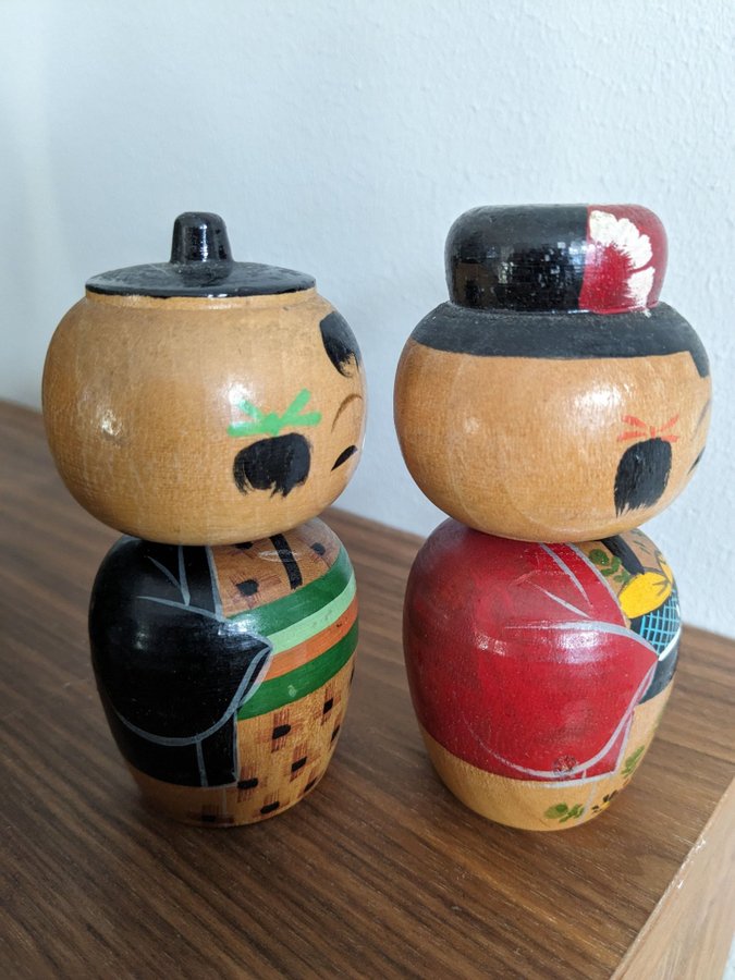 Kokeshi dockor trä Japan vintage