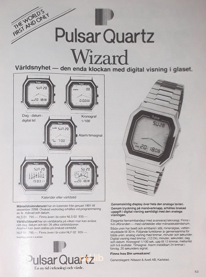 PULSAR QUARTZ - WIZARD REKLAMANNONS PRESSKLIPP 1983