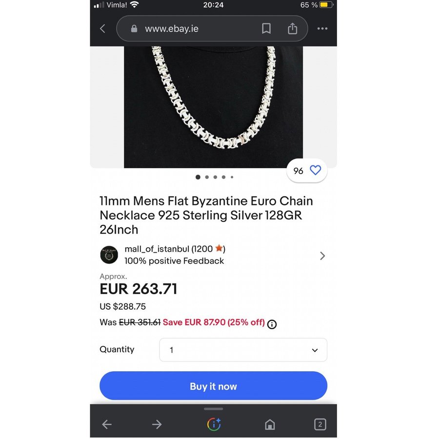 Euro halsband i Silver