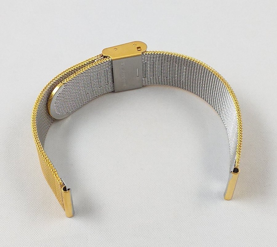 *NY Armbandslänk Stål Guld pläterad Solid Två-delad 10 mm Mesh Längd 12-18 cm