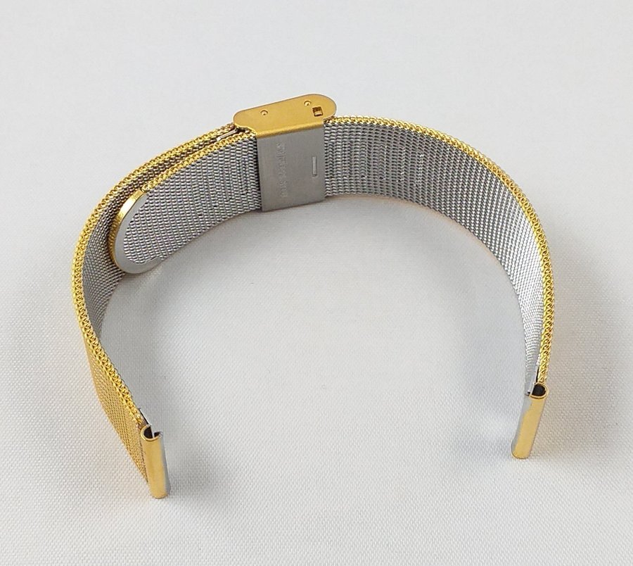 *NY Armbandslänk Stål Guld pläterad Solid Två-delad 22 mm Mesh Längd 12-18 cm