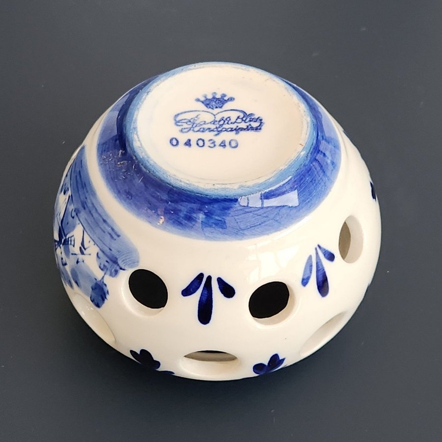 Delft Blue Votive Candle Holder Windmill