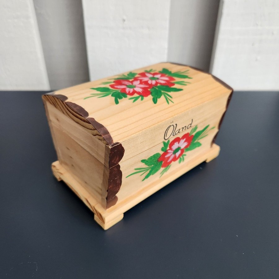 Wooden Treasure Chest Trinket Box Hand-Painted Öland