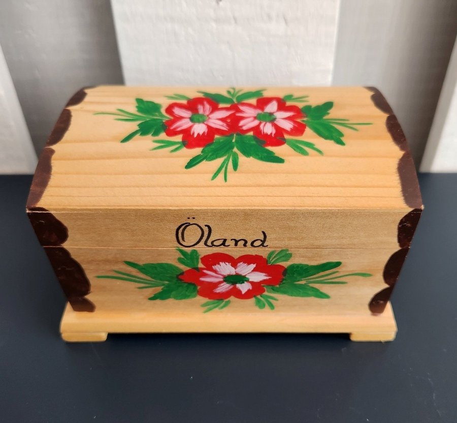 Wooden Treasure Chest Trinket Box Hand-Painted Öland