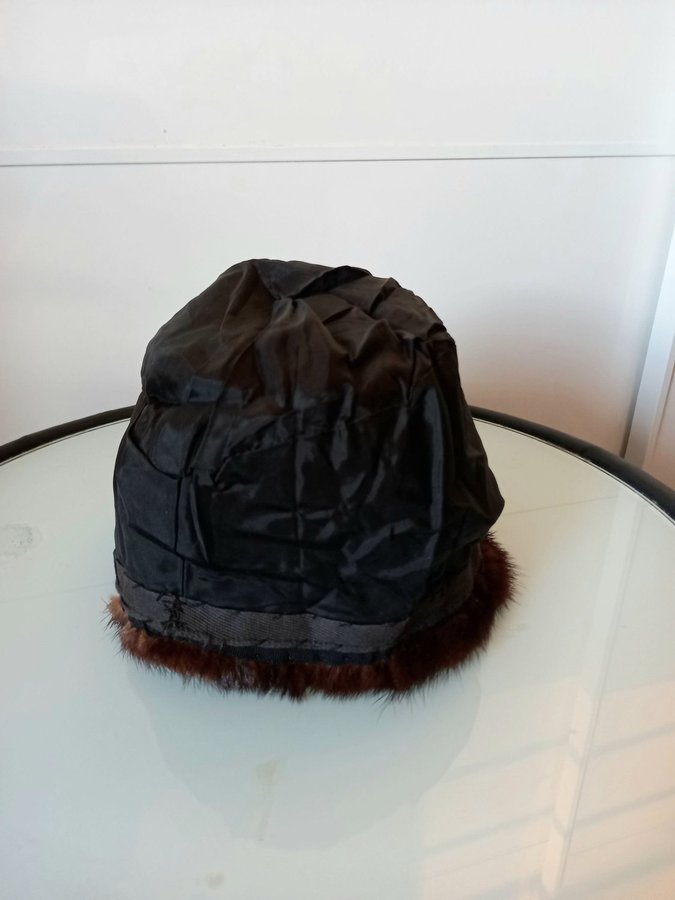 Vintage brun äkta mink pälsmössa päls mössa hatt