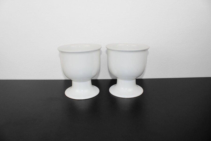 Höganäs Keramik | Vita Krukor på Fot | Ytterfoder | 2 st