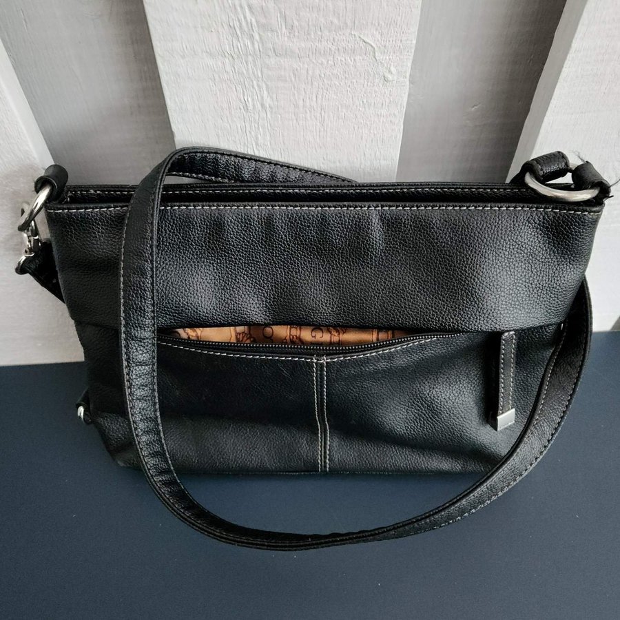 TIGNANELLO Crossbody Purse /Bag Black Pebbled Leather with Small Built In Wallet