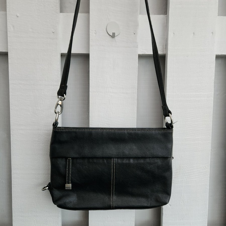 TIGNANELLO Crossbody Purse /Bag Black Pebbled Leather with Small Built In Wallet