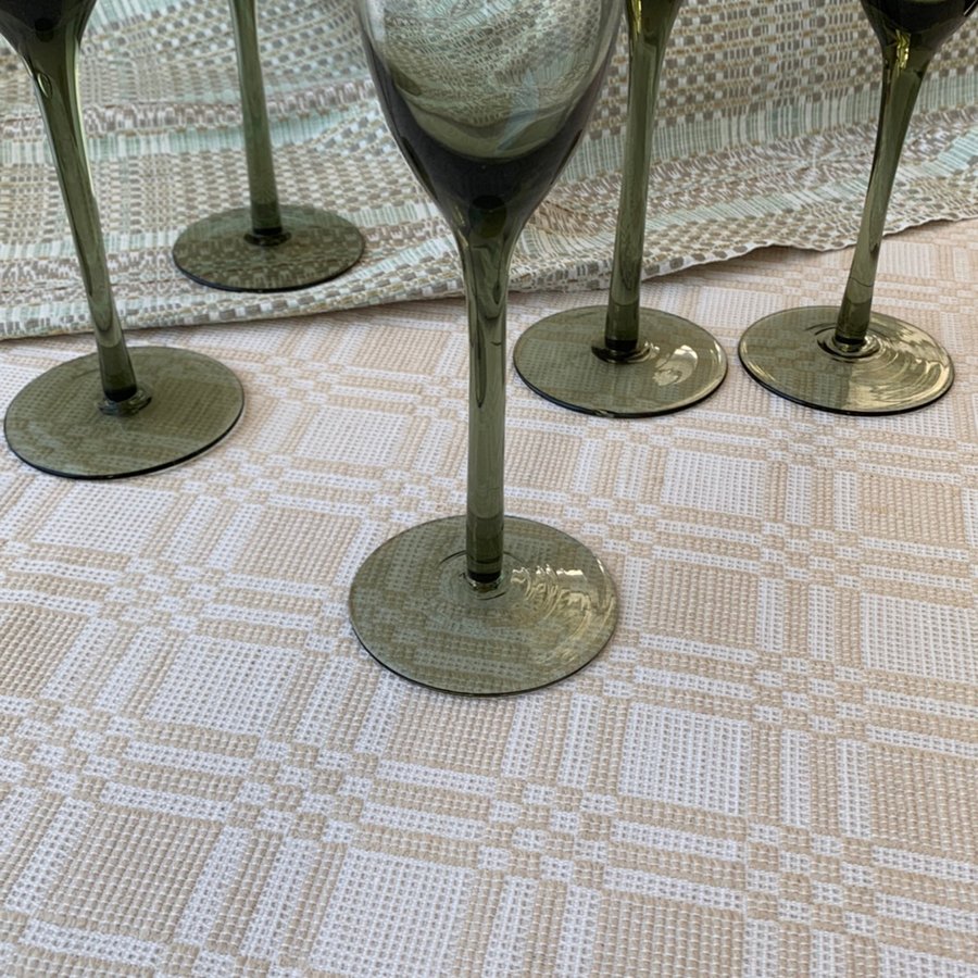 5st CHAMPAGNEGLAS rökig gröngrå färg art deco stil