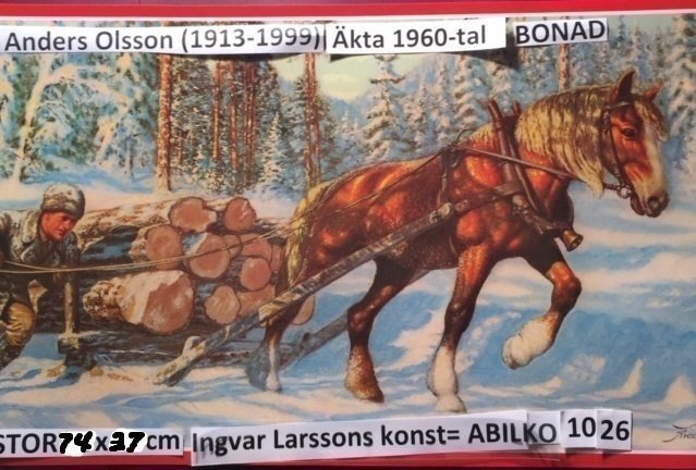 AO 1026 ANDERS OLSSON: Timmerlasset 1960talSTOR PappersbonadOanvänd 74x37cm