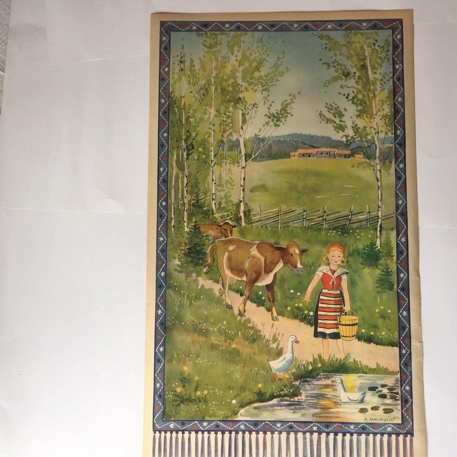 Kurt Kirre Malmqvist: Hornlös kullko Stor pappersbonad65x38 1940-(1930)t