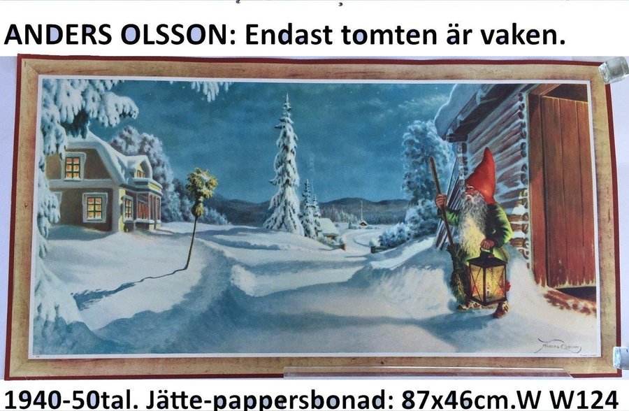Anders Olsson: Endast tomten är vaken Jätte-pappersbonad1940-50t88x47cmWW124