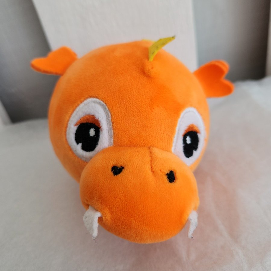 Rare Orange Baby Dragon Head "PAWS" by Dino Holland Squish Toy Plush