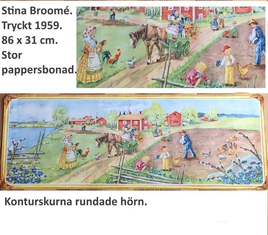 EO 5931 Stina Broomé: Vårsådd Tryckt 1959Konturstansad ram Pappersbonad86x31
