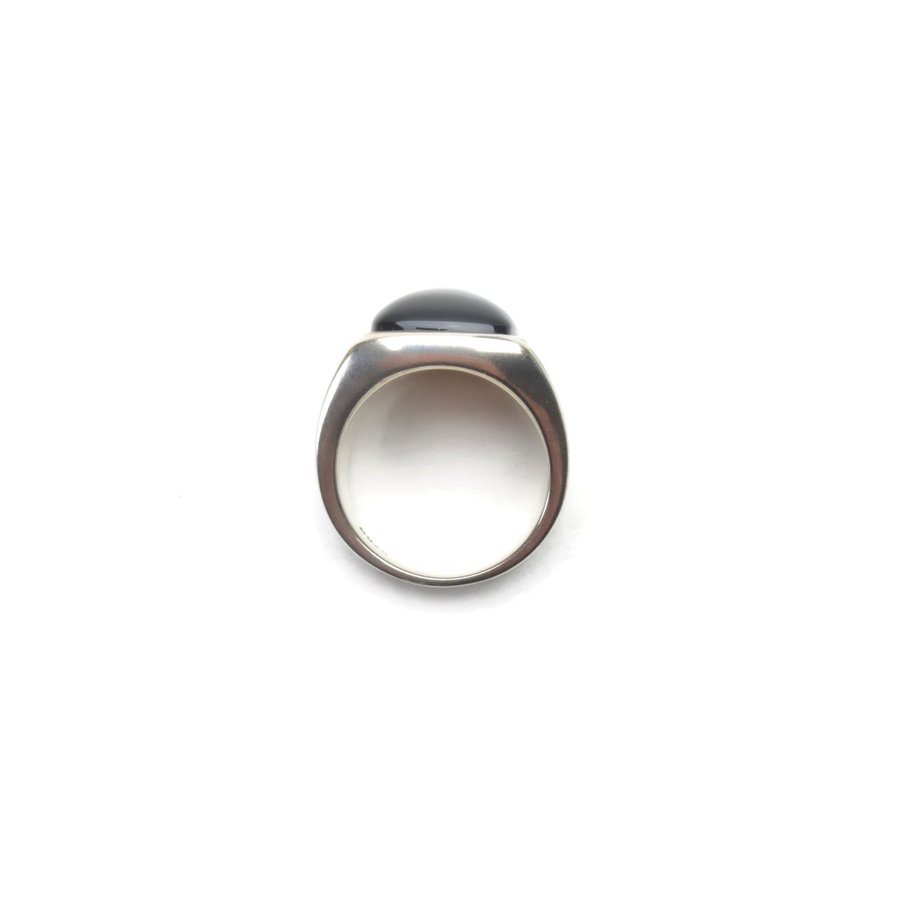 Moderne sterling sølv herrering med sort onyx sten