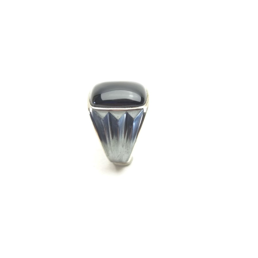 Moderne sterling sølv herrering med sort onyx sten