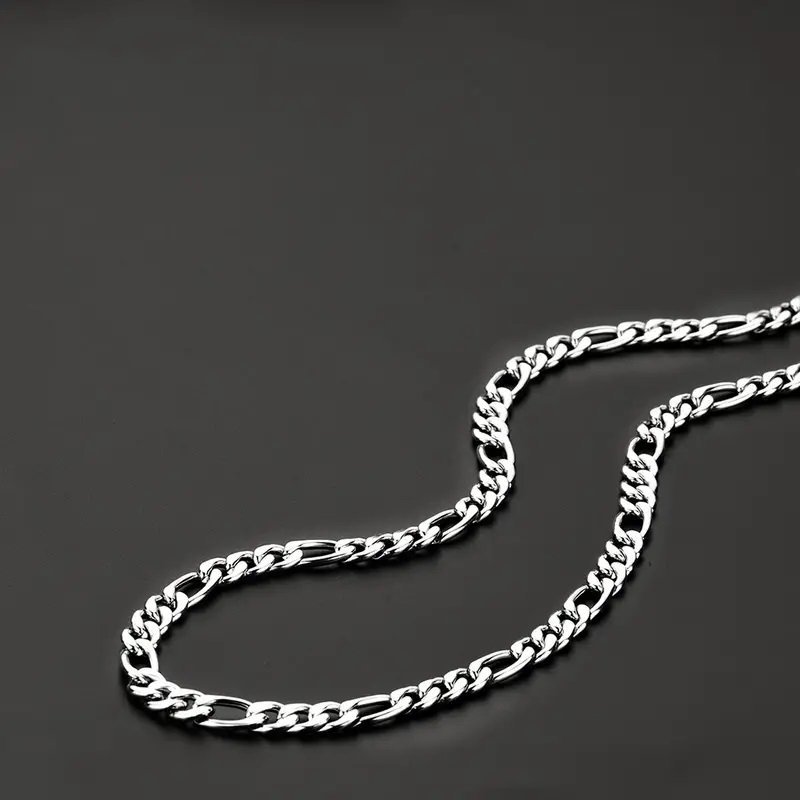 50cm 8mm kedja silver länk figaro halsband chain stål kedje pläterad pansar